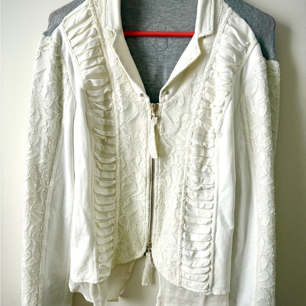 Elisa Cavaletti Bottega Full Zip Embroidered Blazer Jacket Womens Size ~ M